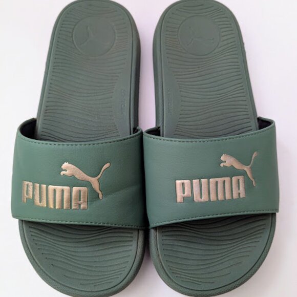 Puma Cool Cat Slides Sandals Green Size 9 Womens - Picture 1 of 6